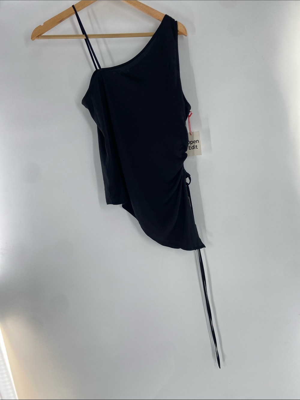 Open Edit Black One Shoulder Tank Top Size XXS NWT